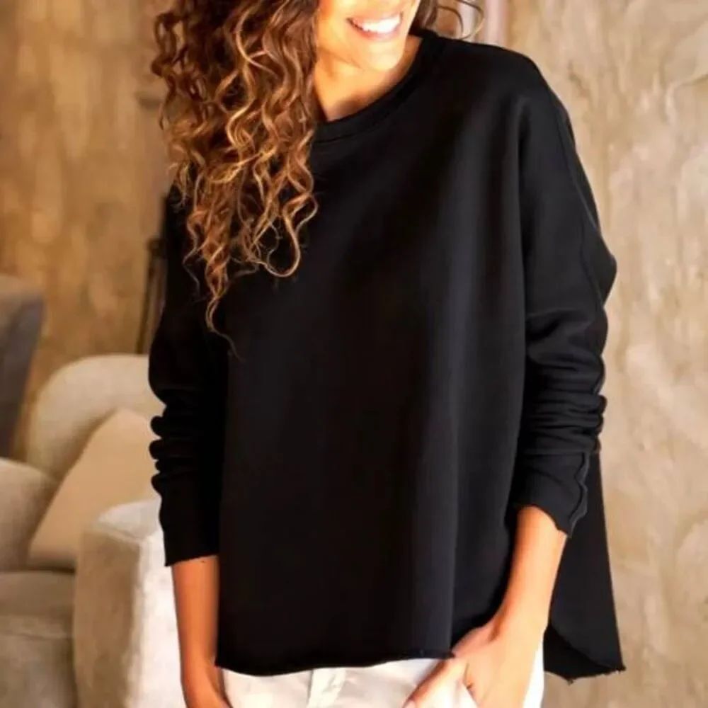 Frank&Eileen Anna Long-Sleeve Capelet triple fleece in Black sz medium